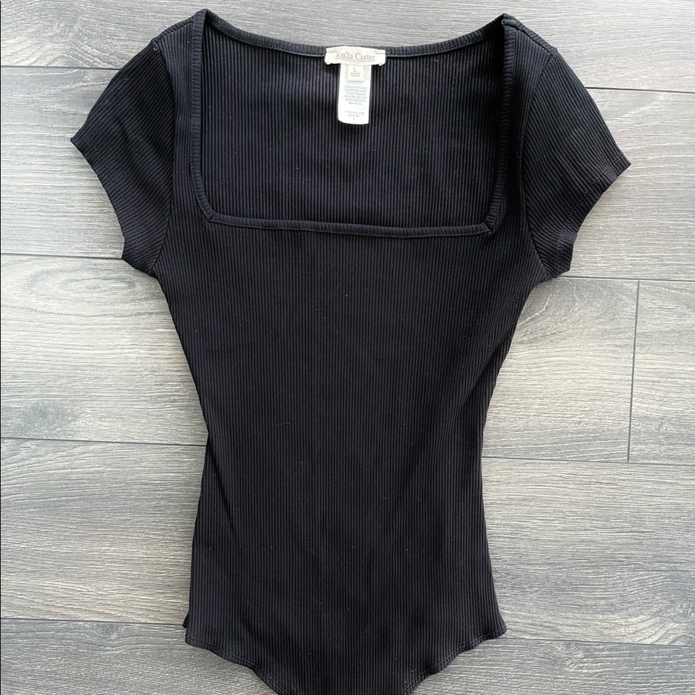 Square cut black bodysuit